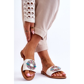 PE1 Modische Damensandalen mit Dekoration Weiß Halsey 2