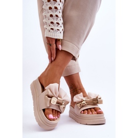 PE1 Hausschuhe mit Schleife und dekorativem Teddy Beige Suzy 2