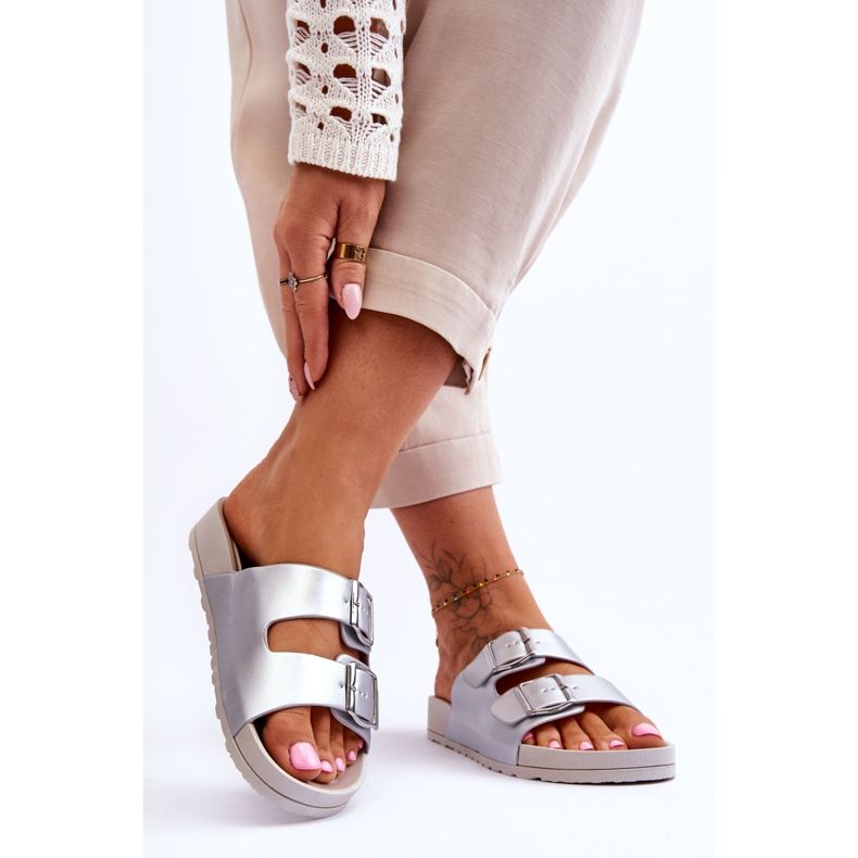 Plateau-Slipper für Damen Silver Vertigo silber- 2