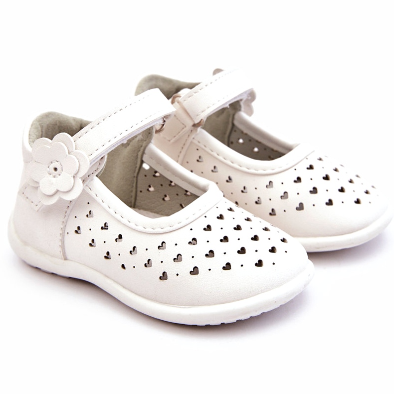 PA1 Hohe durchbrochene Ballerinas für Kinder mit Klettverschluss Weiß Jianna 1