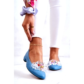 Alberto Violli Frauen -Leder -Ballerinas mit Dekoration blau 1