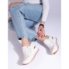 Cremefarbene Damen-Sneakers mit Keilabsatz von Shelovet beige 1