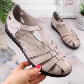 Flache Damensandalen aus Leder T.Sokolski A88 beige 1