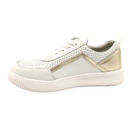 Weiße und goldene Schnürschuhe aus Leder Evento 23PB08-5389 2