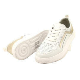 Weiße und goldene Schnürschuhe aus Leder Evento 23PB08-5389 5