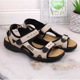 Bequeme Damen Sportsandalen mit Klettverschluss beige Rieker 64582-60 12