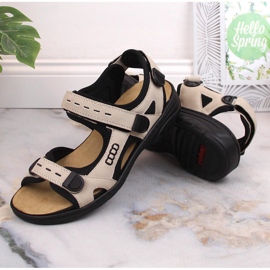 Bequeme Damen Sportsandalen mit Klettverschluss beige Rieker 64582-60 1