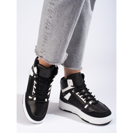 Schwarz-weiße High-Top-Sneakers von Shelovet 1