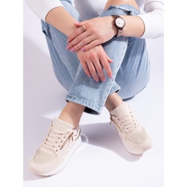 Damen Keil Turnschuhe beige Shelovet 1