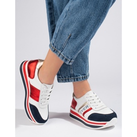 Shelovet Sneaker mit klobiger Sohle in Weiß und Marineblau 1