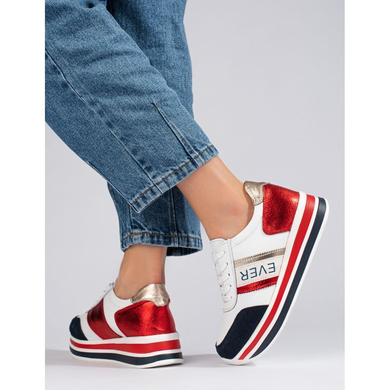 Shelovet Sneaker mit klobiger Sohle in Weiß und Marineblau 2