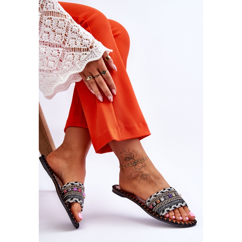 Bellisa Schwarze verschönerte Hausschuhe für Damen 2