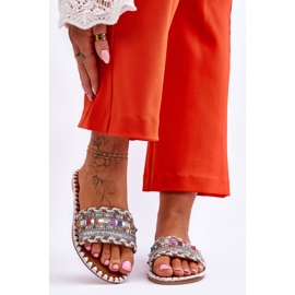 Verzierte Damensandalen Weiß Bellisa silber- 1