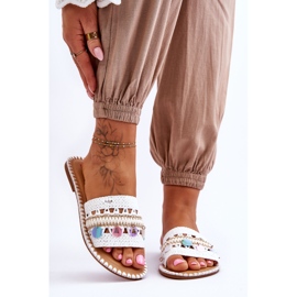 Geflochtene verzierte Hausschuhe für Damen White Millano weiß 1