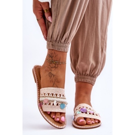 PS1 Geflochtene verzierte Hausschuhe für Damen Pink Millano rosa 1