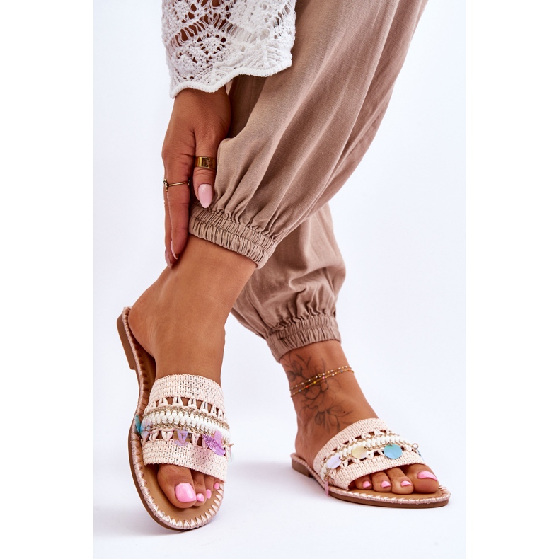 PS1 Geflochtene verzierte Hausschuhe für Damen Pink Millano rosa 2