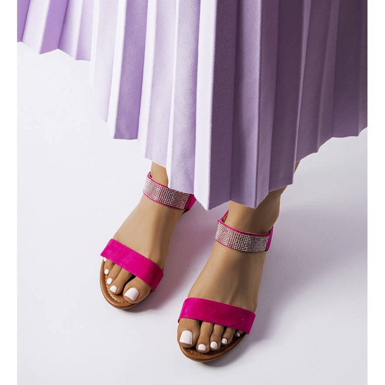 Rosafarbene Sandalen mit Strasssteinen von Dufresne 1