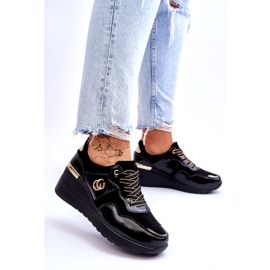 S.Barski Sportschuhe aus Leder mit Keilabsatz für Damen Schwarz Rebeca 3