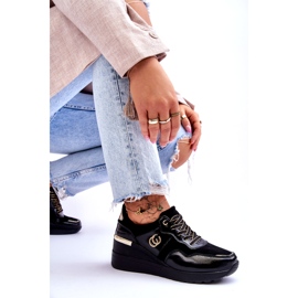 S.Barski Sportschuhe aus Leder mit Keilabsatz für Damen Schwarz Rebeca 6