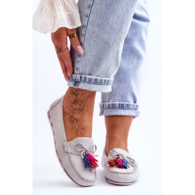 Wildlederloafer mit Schleife und Fransen Grau Dorine 1