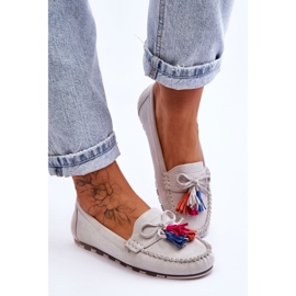 Wildlederloafer mit Schleife und Fransen Grau Dorine 4