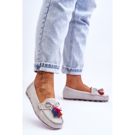 Wildlederloafer mit Schleife und Fransen Grau Dorine 3
