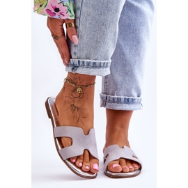 Klassische Wildlederhausschuhe für Damen Grau Evana 2