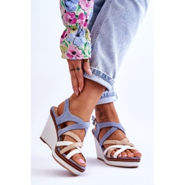 Keilsandalen mit Streifen Blue Ellen blau 2