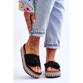 PS1 Damensandalen auf einer verzierten Plattform Schwarz Joyce 1