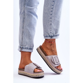 Damensandalen auf einer verzierten Plattform Grey Joyce grau 2