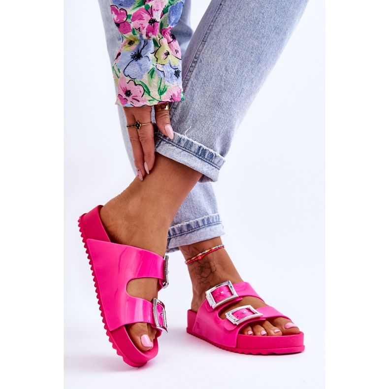 Glatte Damenhausschuhe ZAXY HH285160 Fuchsie rosa 2