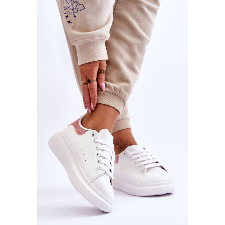 Damen Sportschuhe auf glitzerndem weiß-rosa Plateau Eliso 2