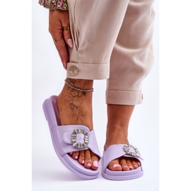Plateau-Slipper für Damen mit Verzierung Lila Beneca 1