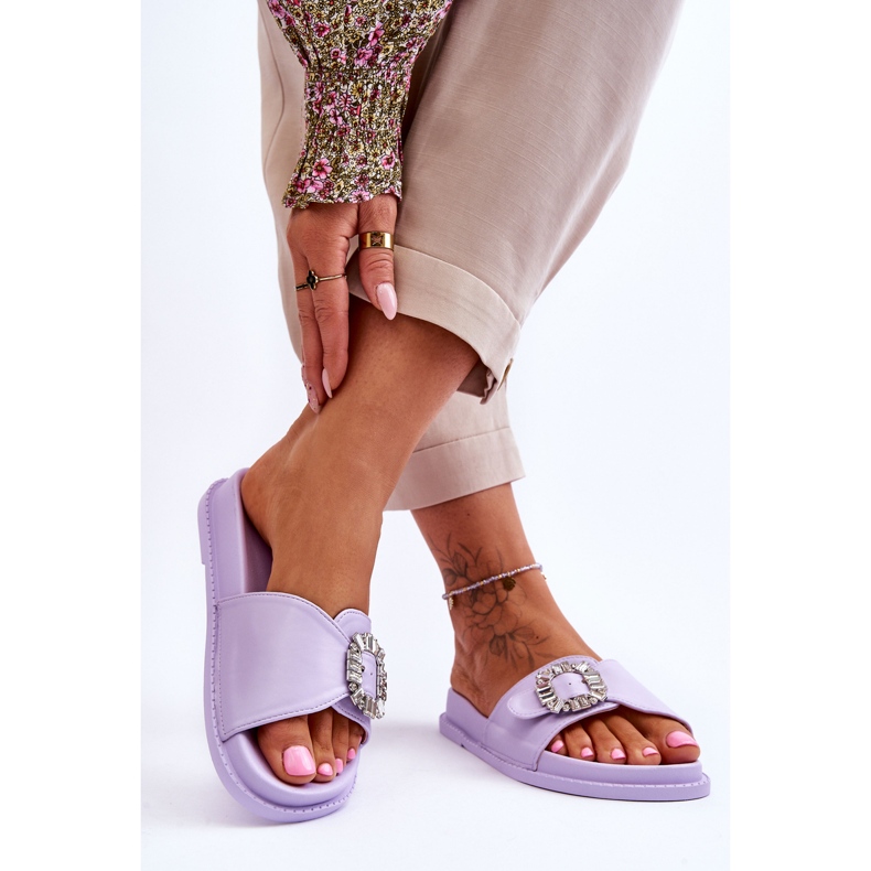 Plateau-Slipper für Damen mit Verzierung Lila Beneca violett 2