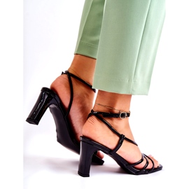 Frauen bemalt schwarze Sandalen schwarz 3