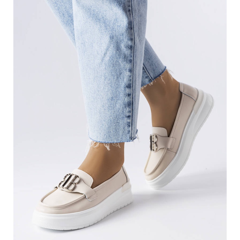 Venezia Beige Mokassins mit dicker Sohle von Vinceza 1