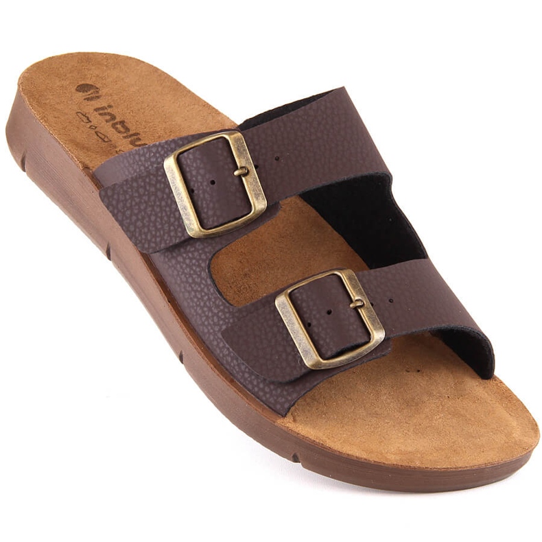 Bequeme Herrenpantoletten mit Schnallen braun Inblu CM000028-043 1