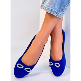 BM Benoit Blaue Ballerinas aus Veloursleder mit Schleife 1