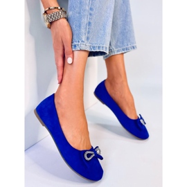 BM Benoit Blaue Ballerinas aus Veloursleder mit Schleife 2