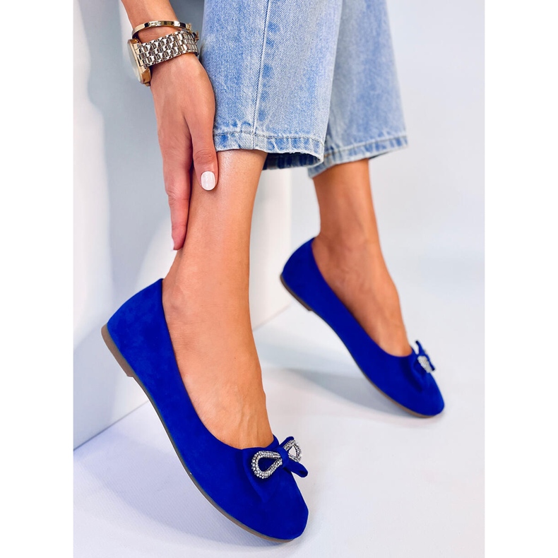 BM Benoit Blaue Ballerinas aus Veloursleder mit Schleife 2