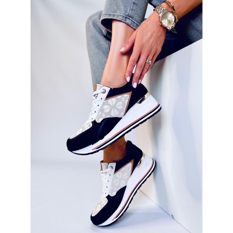 Greer Schwarze Turnschuhe mit Keilabsatz 2