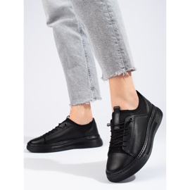 Schwarze Lederschuhe für Damen T.Sokolski 1