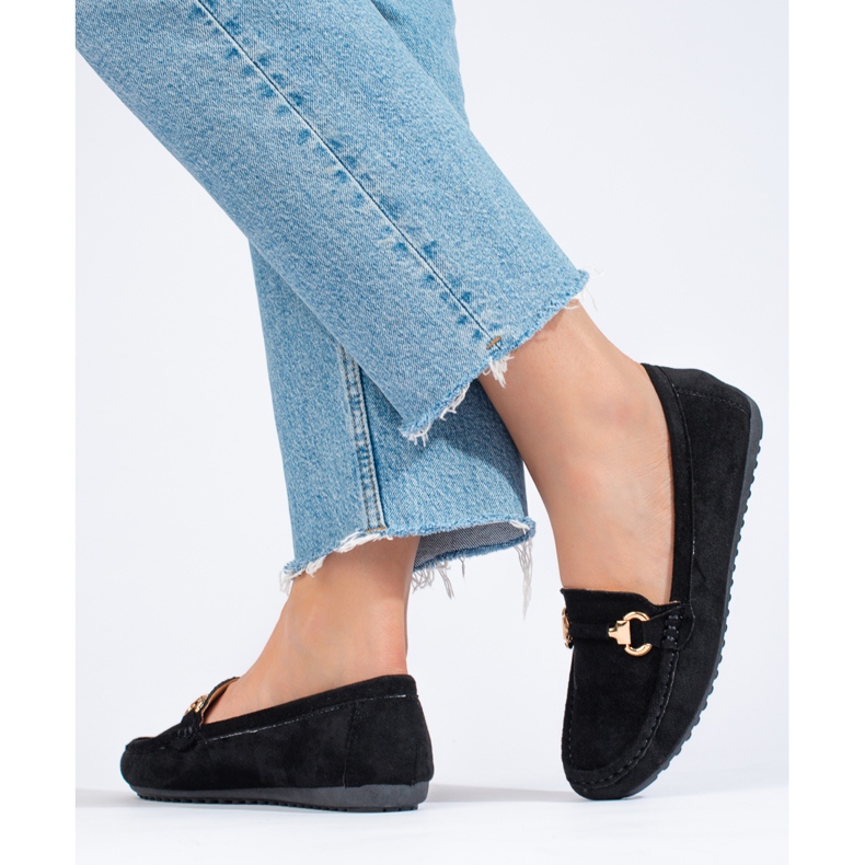 Schwarze Wildleder-Loafer von Shelovet für Damen 2