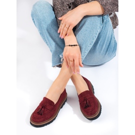 Vinceza kastanienbraune Wildleder-Loafer mit Quasten rot 1