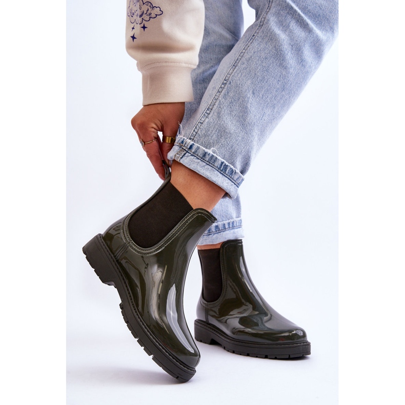 BM Damen-Galoschen-Chelsea-Stiefel zum Hineinschlüpfen in Dunkelgrün Larone 2