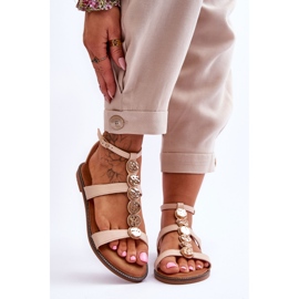 PG1 Damensandalen mit dekorativem Gürtel Beige Rochelle 1