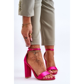 Satin High Heel Sandaletten Fuchsia Linsy rosa 1