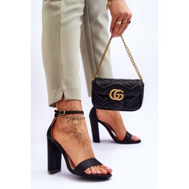 Satin High Heel Sandaletten Schwarz Linsy 2