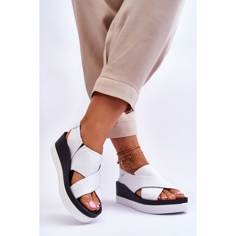 Lemar Weiße Keilsandalen aus Leder von Morgan 2