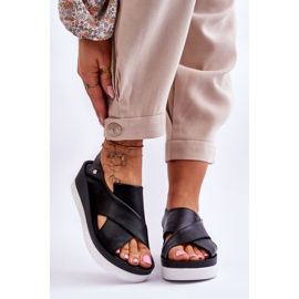 Lemar Keilsandalen aus schwarzem Morgan-Leder 1